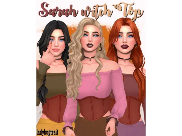 Maxis Match Sarah witch top by Ladybugtrait - The Sims 4 Custom Content