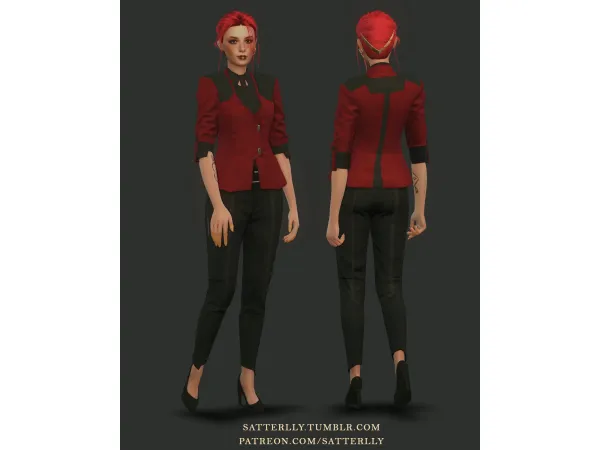 Maxis Match Cyberpunk 2077 V's arasaka corpo office suit by satterlly - The Sims 4 Custom Content