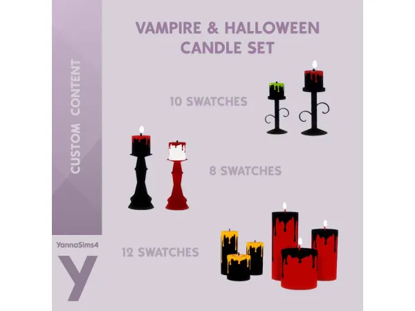 Maxis Match Vampire And Halloween Candles Set by YannaSims4 - The Sims 4 Custom Content