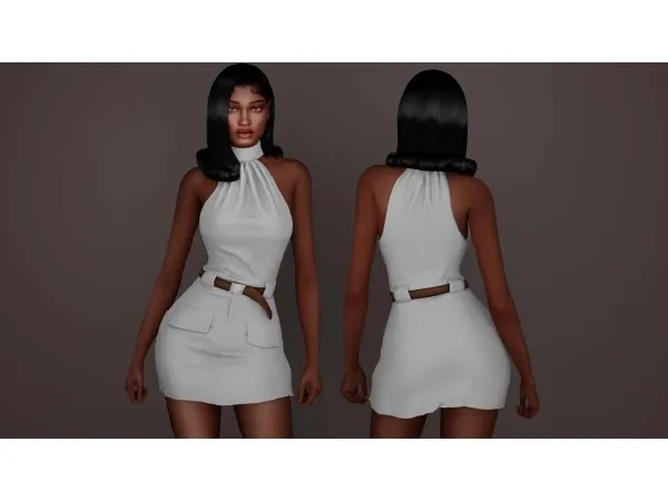 Alpha Belted turtleneck mini - The Sims 4 Custom Content
