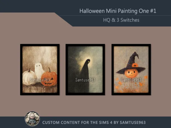 Mix HQ Halloween Mini Painting One 1 Samtuse963 - The Sims 4 Custom Content