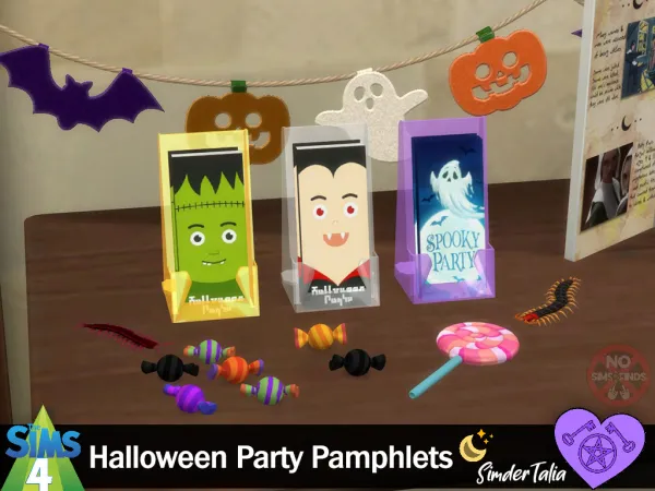 Maxis Match Halloween Party Pamphlets by simdertalia - The Sims 4 Custom Content