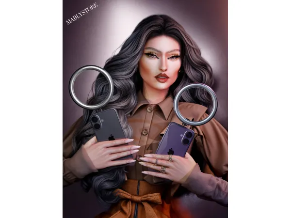 Alpha IPHONE 16 RINGLIGHT by Mably Store - The Sims 4 Custom Content