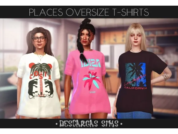 Alpha Places Oversize T Shirts - The Sims 4 Custom Content