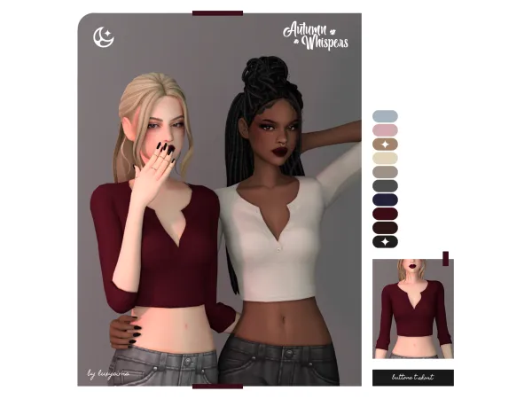 Maxis Match Buttons T Shirt Autumn Whispers Collection - The Sims 4 Custom Content