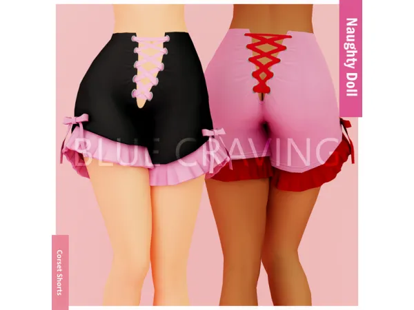 Mix Blue Craving Corset Shorts - The Sims 4 Custom Content