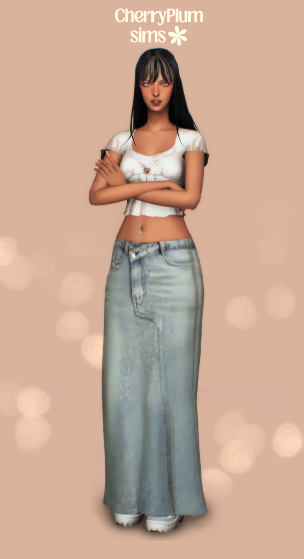 Maxis Match Iris top and Leah skirt by simsfinds - The Sims 4 Custom Content