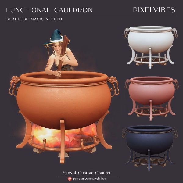 Alpha Functional Cauldron by pixelvibes - The Sims 4 Custom Content