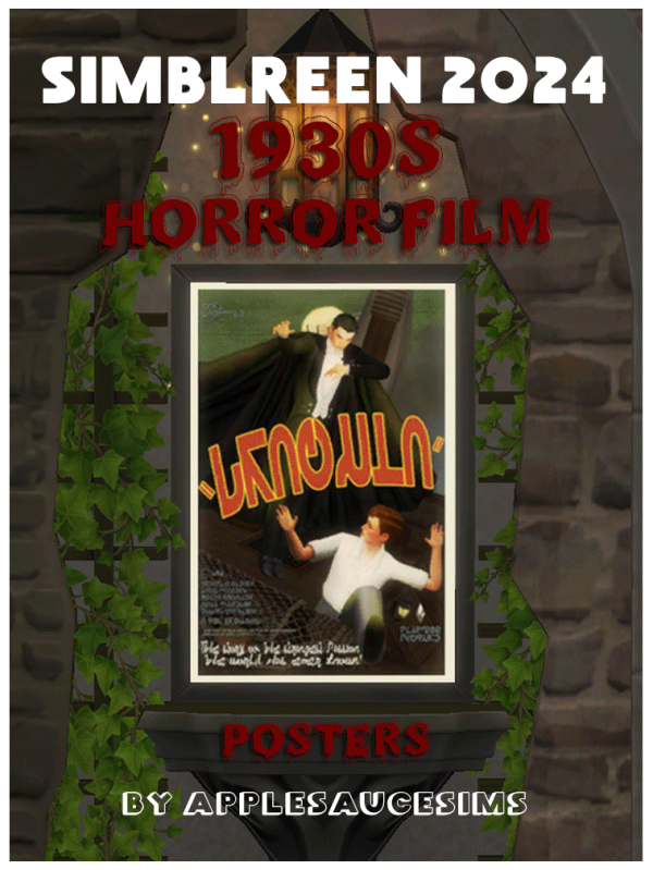 Maxis Match 1930S HORROR FILM POSTERS by simsfinds - The Sims 4 Custom Content