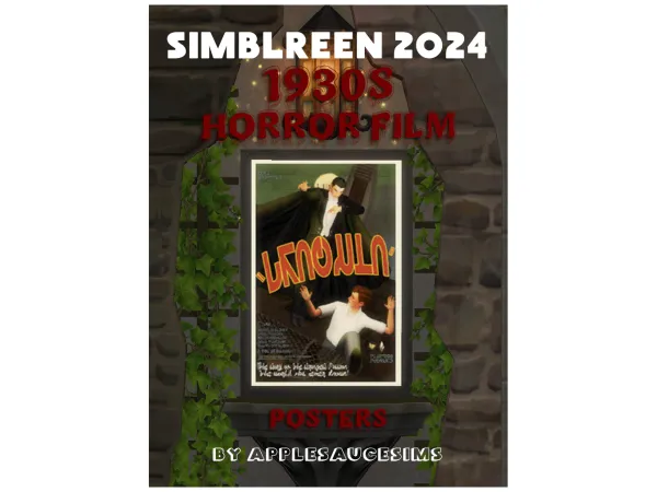 Maxis Match 1930S HORROR FILM POSTERS by applesaucesims - The Sims 4 Custom Content