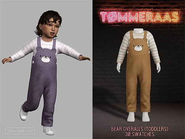 Alpha TØMMERAAS Bear Overalls for Toddlers (68) - The Sims 4 Custom Content