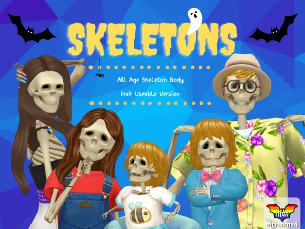 Maxis Match Skeletons Hair Useable Body Version by aithsims - The Sims 4 Custom Content