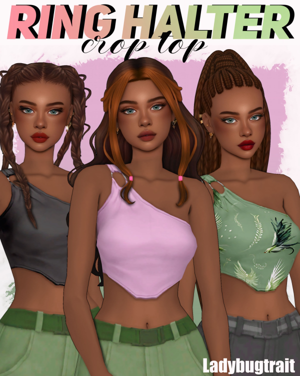 Maxis Match Ring halter crop top by ladybugtrait - The Sims 4 Custom Content