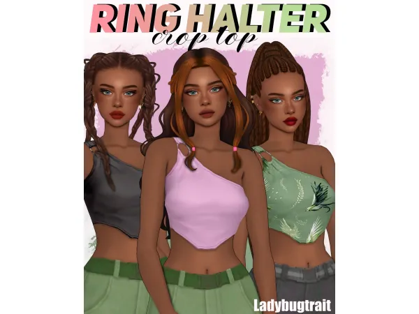Maxis Match Ring halter crop top by Ladybugtrait - The Sims 4 Custom Content