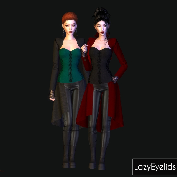 Alpha Gothic vampire outfit by lazyeyelids - The Sims 4 Custom Content