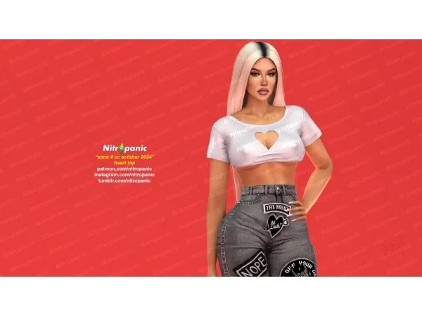 Alpha Nitropanic_Heart Top - The Sims 4 Custom Content