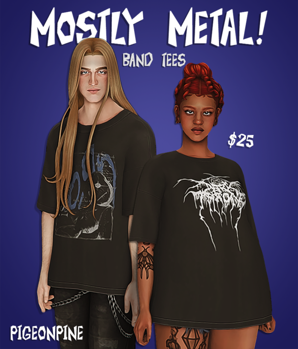 Maxis Match MOSTLY METAL BAND TEES by simsfinds - The Sims 4 Custom Content