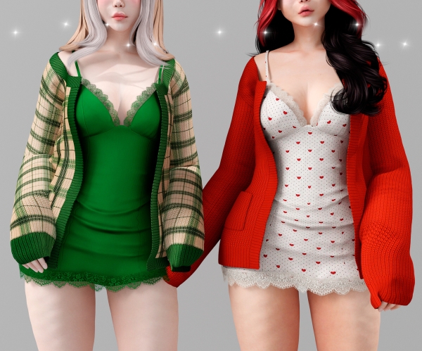 Alpha Fragile dress with bibi cardigan by babyetears - The Sims 4 Custom Content