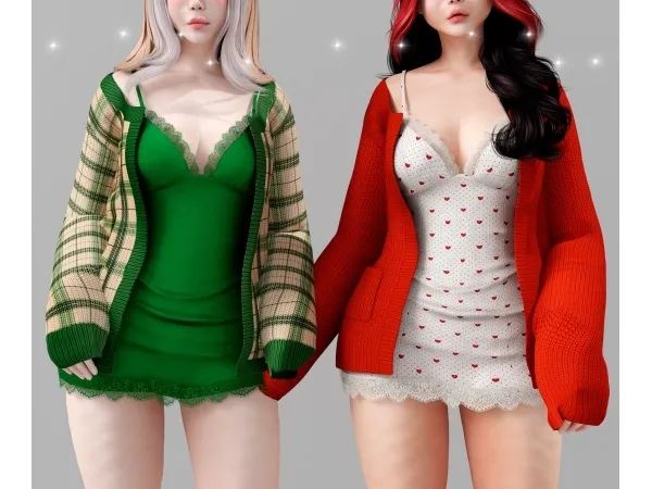 Alpha Fragile dress with bibi cardigan - The Sims 4 Custom Content