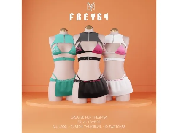 Alpha FR_AI LOVE 02 TOP BOTTOM - The Sims 4 Custom Content