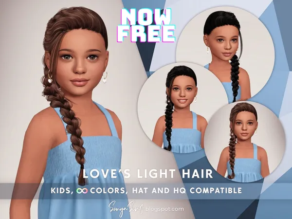Alpha LOVE'S LIGHT HAIR KIDS by simsfinds - The Sims 4 Custom Content