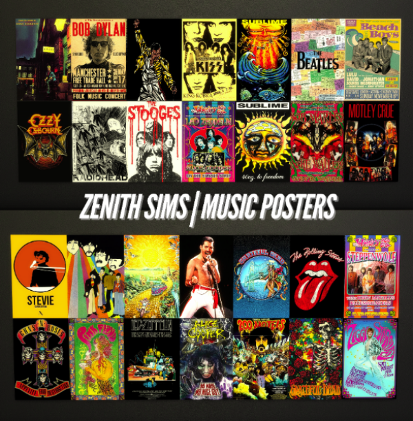 Alpha Zenith Sims Music Posters by simsfinds - The Sims 4 Custom Content