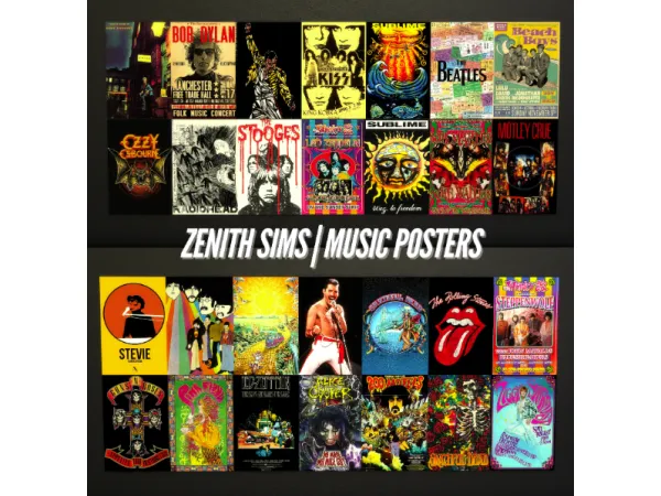 Alpha Zenith Sims Music Posters - The Sims 4 Custom Content