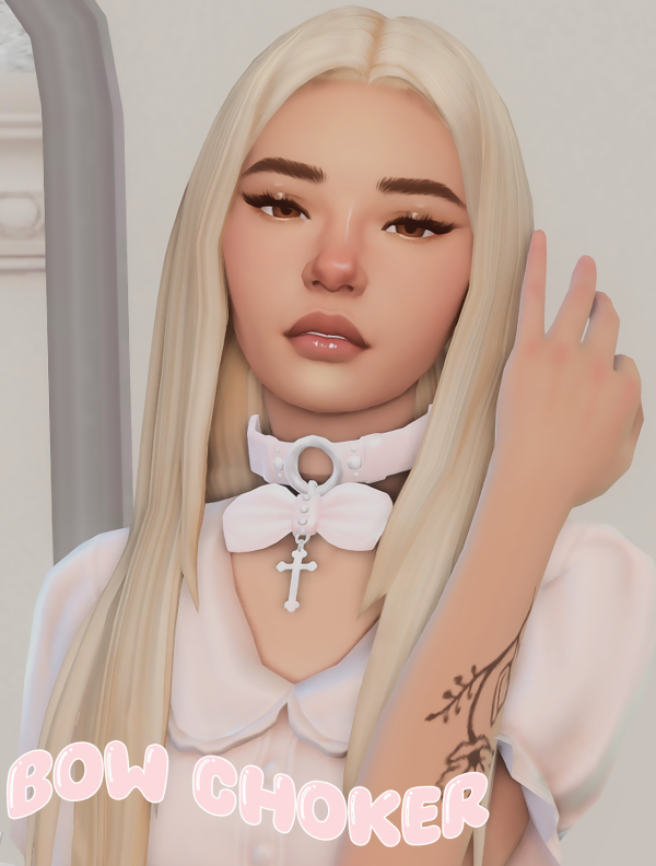 Maxis Match Bow Cross Choker by simsfinds - The Sims 4 Custom Content