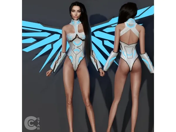 Alpha Cyber Fairy Outfit - The Sims 4 Custom Content