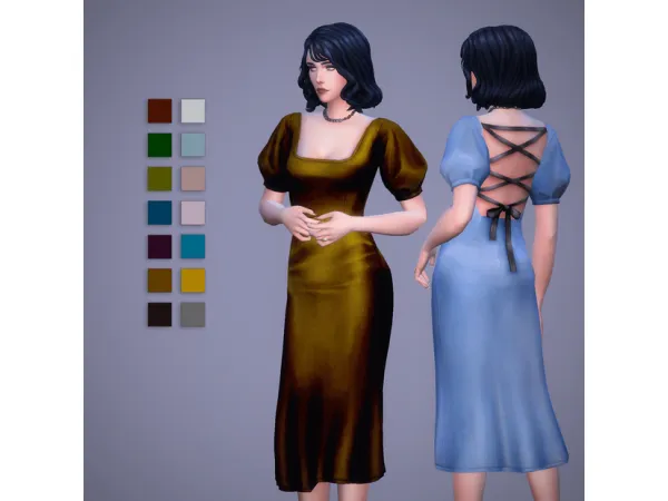 Maxis Match Eloise Velvet Dress by Magnolian Farewell - The Sims 4 Custom Content