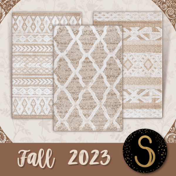 Alpha Fall 2023 Natural Rugs by simsfinds - The Sims 4 Custom Content