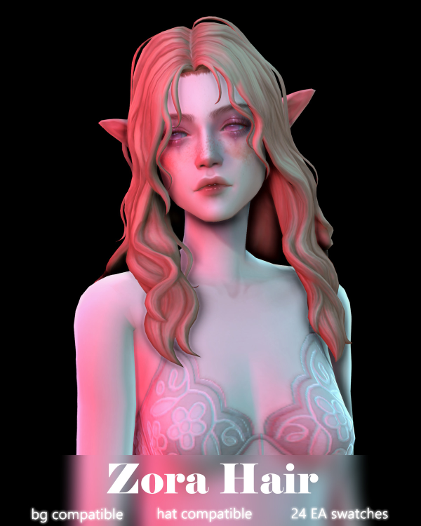 Maxis Match Zora Hair by simsfinds - The Sims 4 Custom Content