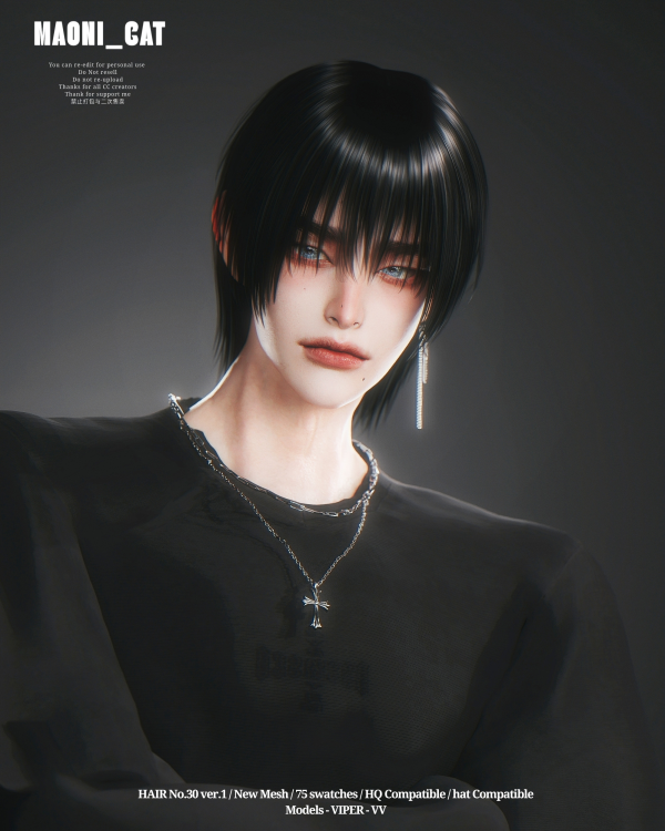 Alpha [Maoni_cat] HAIR No30 ver1 by simsfinds - The Sims 4 Custom Content
