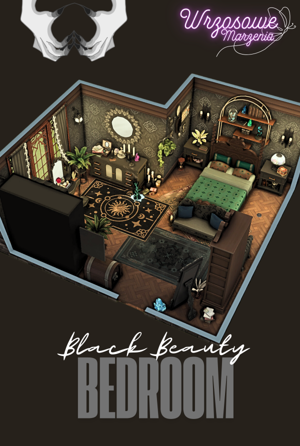Maxis Match Black Beauty BEDROOM by simsfinds - The Sims 4 Custom Content