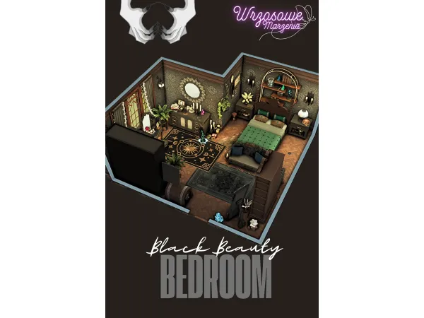 Maxis Match Black Beauty BEDROOM by WrzosoweMarzenia - The Sims 4 Custom Content