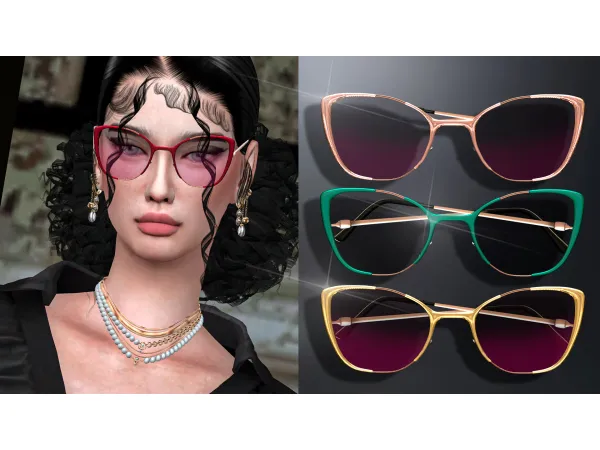 Alpha Elegant glasses Elizabeth nc 0239 V2 adult by Mydarling20 - The Sims 4 Custom Content
