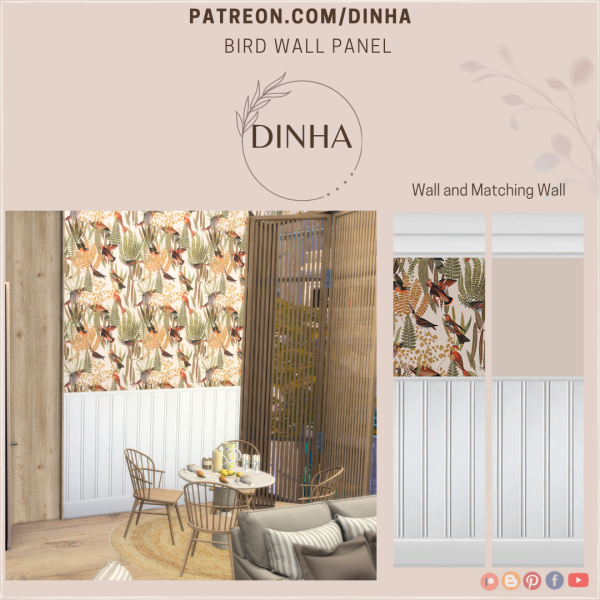Alpha Bird Wall Panel by dinhagamer - The Sims 4 Custom Content