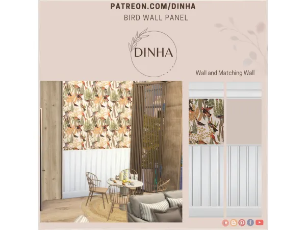 Alpha Bird Wall Panel - The Sims 4 Custom Content