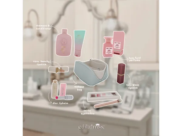 Maxis Match vanity essentials set chic cosmetics by bostyny - The Sims 4 Custom Content