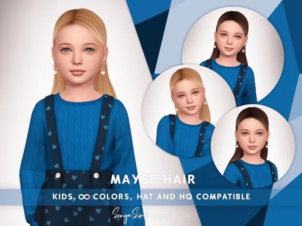 Alpha SONYASIMS MAYSE HAIR KIDS by simsfinds - The Sims 4 Custom Content