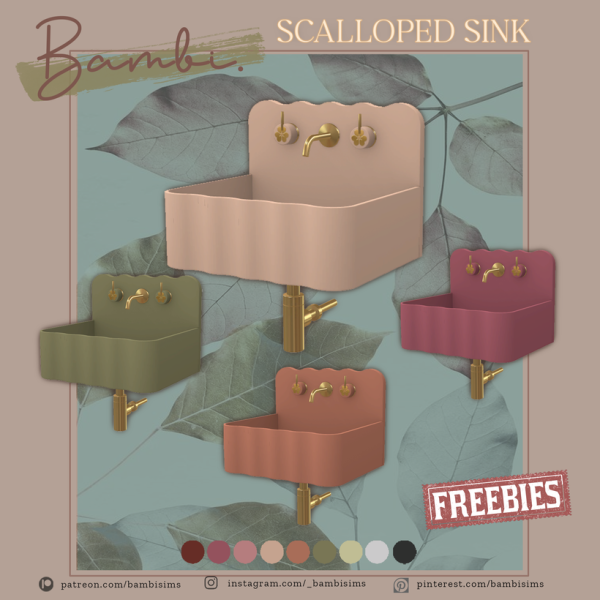 Alpha scalloped sink by bambisims - The Sims 4 Custom Content
