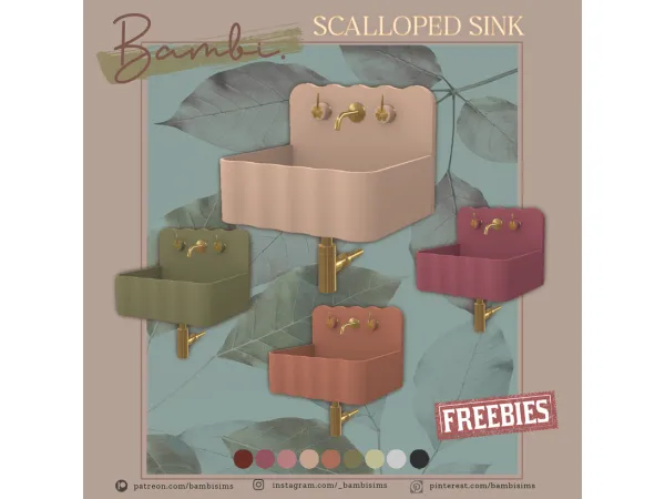 Alpha scalloped sink by Bambisims - The Sims 4 Custom Content