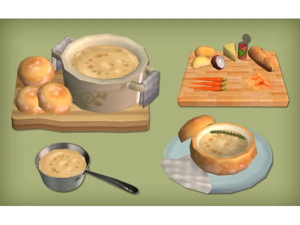 Cream of Vegetable Bread Soup Food for - The Sims 2 Custom Content