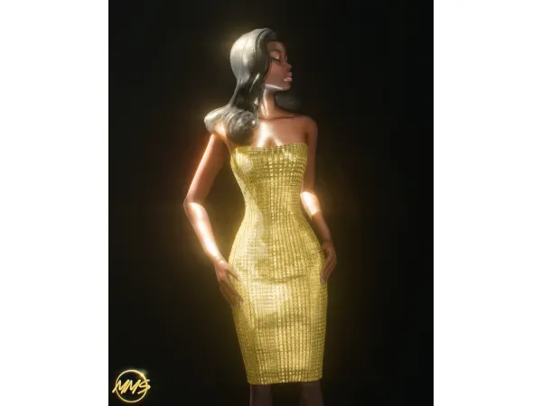 Alpha VERSACE SS25 GOLDEN GODDESS DRESS by Makemysims - The Sims 4 Custom Content