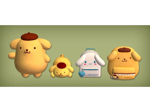 Pompompurin Cinnamonroll Backpack and Plushies Deco for - The Sims 2 Custom Content
