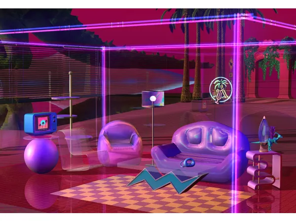 Vaporwave Conversion Set - The Sims 2 Custom Content