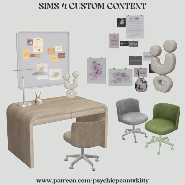 Mix December Home Office by psychicpeanutkitty - The Sims 4 Custom Content