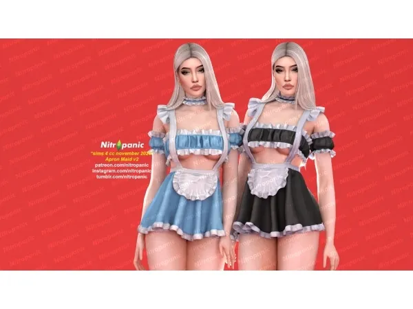 Alpha Nitropanic_Apron Maid V2 - The Sims 4 Custom Content