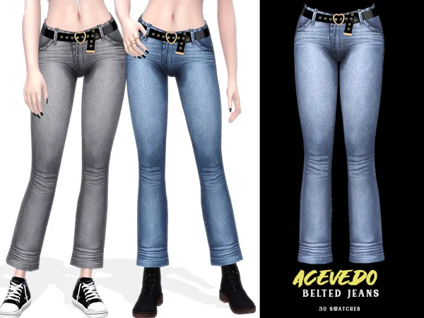 Alpha Acevedo Belted Jeans - The Sims 4 Custom Content