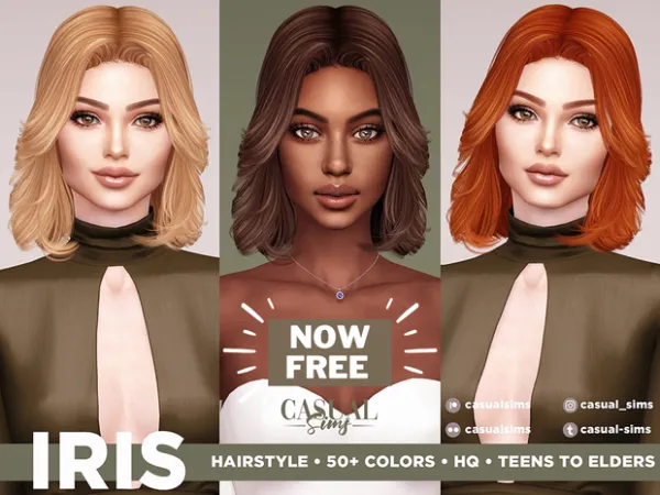 Alpha IRIS HAIRSTYLE NOW FREE (BANGS VERSION) by CasualSims - The Sims 4 Custom Content